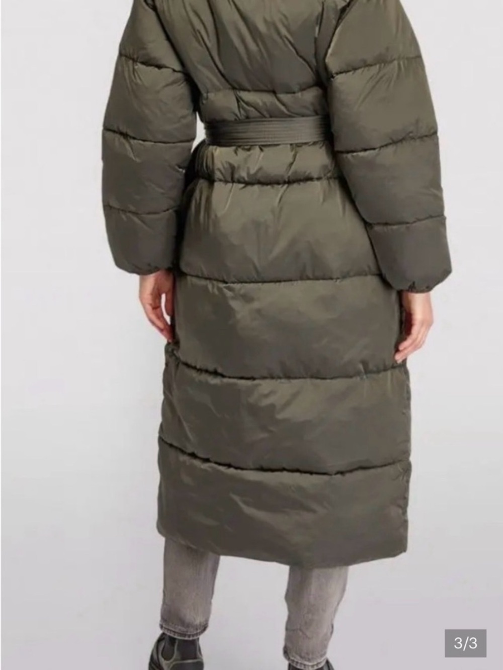 Good American Dark Green Puffer Coat *missing belt* - Picture 3 of 9